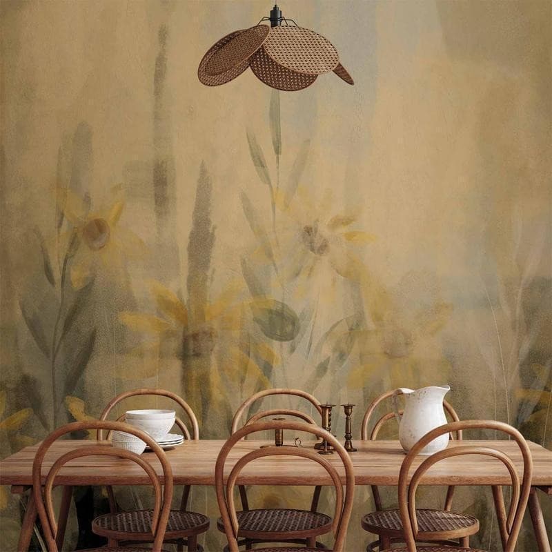 Carta da parati - A touch of summer - floral motif with a meadow full of yellow flowers and grasses in Carta da parati Collezione Casa - Trebisacce, commercioVirtuoso.it