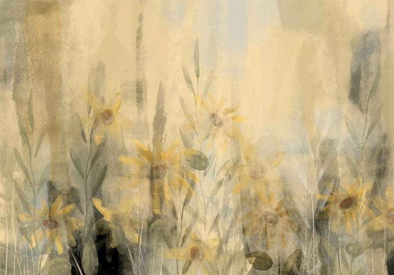 Carta da parati - A touch of summer - floral motif with a meadow full of yellow flowers and grasses in Carta da parati Collezione Casa - Trebisacce, commercioVirtuoso.it