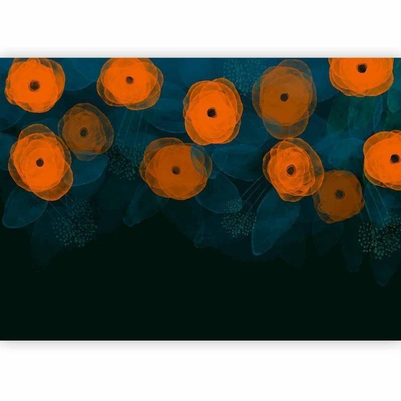 Carta da parati - Watercolour composition - orange patterns on a delicate leaf background in Carta da parati Collezione Casa - Trebisacce, commercioVirtuoso.it