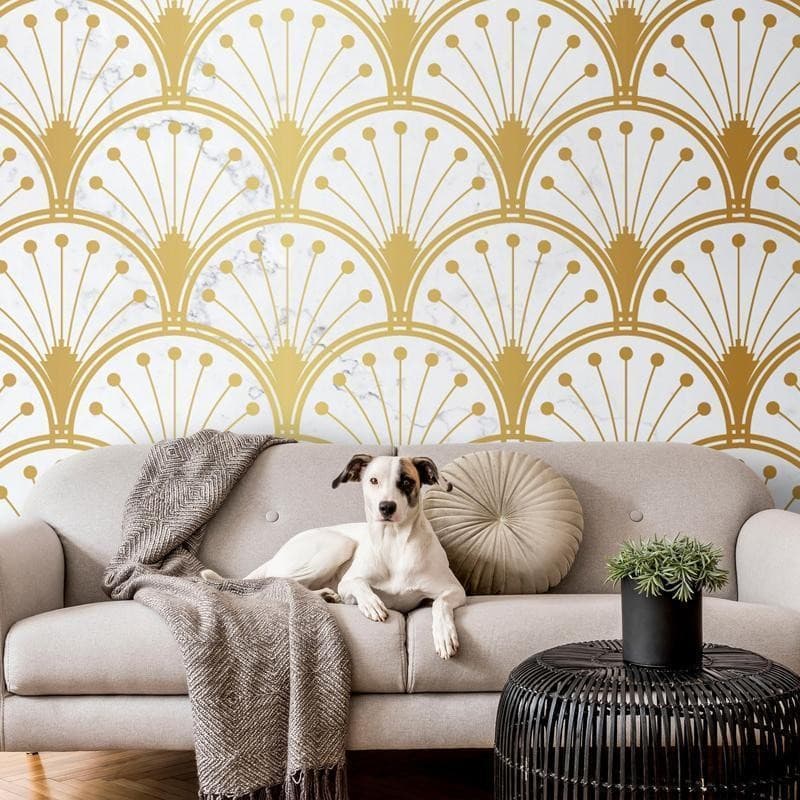 Carta da parati - Gold and Marble Art Deco-inspired Pattern in Carta da parati Collezione Casa - Trebisacce, commercioVirtuoso.it