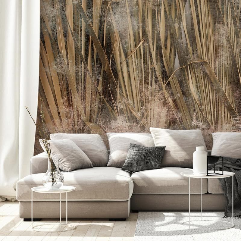 Carta da parati - Dry leaves - landscape of tall grasses in boho style with paint patterns in Carta da parati Collezione Casa - Trebisacce, commercioVirtuoso.it