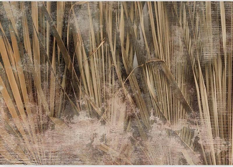 Carta da parati - Dry leaves - landscape of tall grasses in boho style with paint patterns in Carta da parati Collezione Casa - Trebisacce, commercioVirtuoso.it