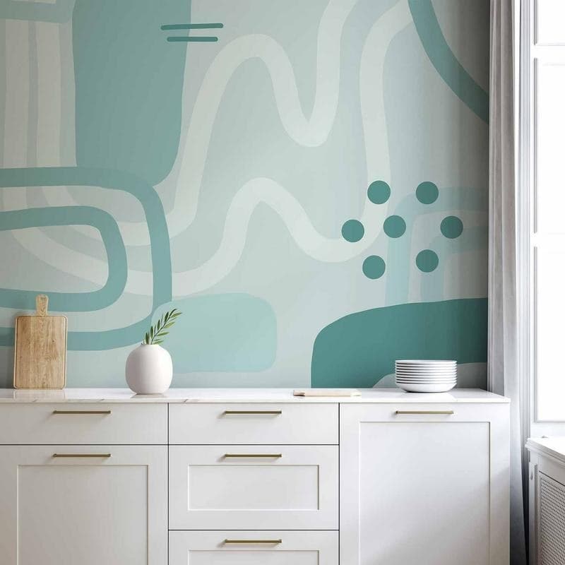 Carta da parati - Geometric forms and patterns - abstract background with turquoise patterns in Carta da parati Collezione Casa - Trebisacce, commercioVirtuoso.it