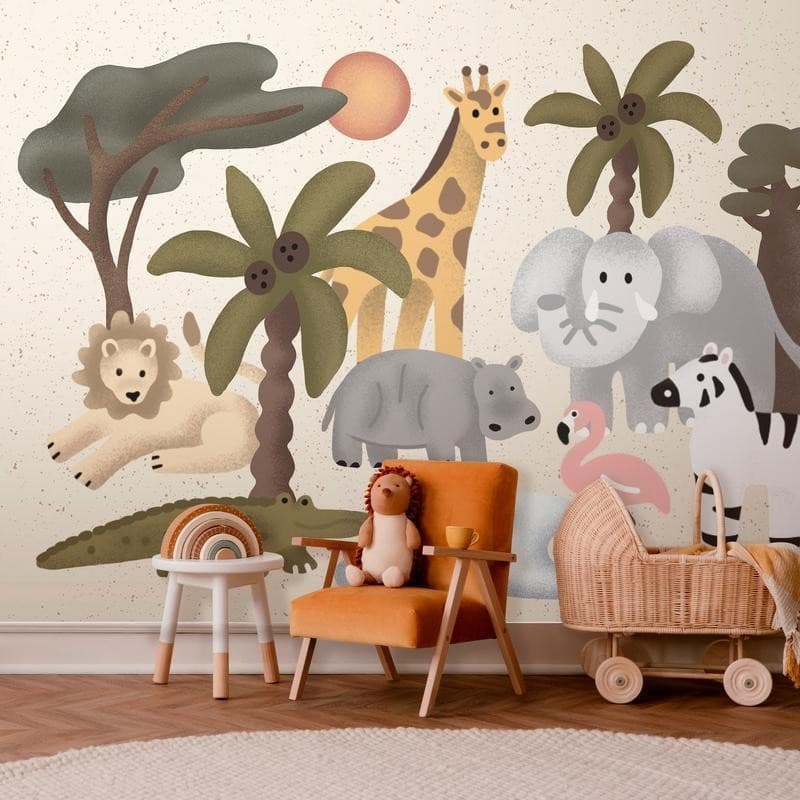 Carta da parati - Childrens Africa - Animals With Simple Shapes in Sticker da muro e lettere in legno Collezione Casa - Trebisacce, commercioVirtuoso.it