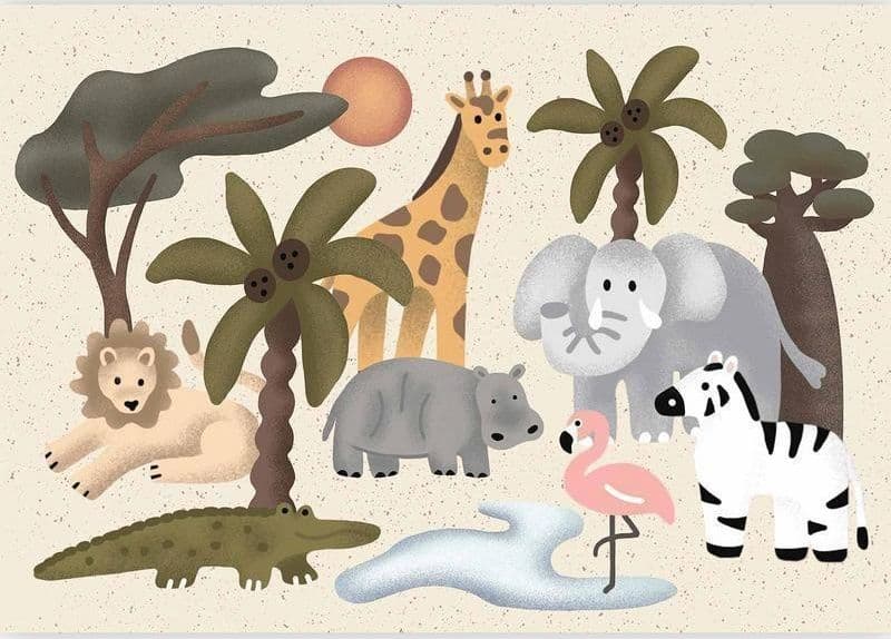 Carta da parati - Childrens Africa - Animals With Simple Shapes in Sticker da muro e lettere in legno Collezione Casa - Trebisacce, commercioVirtuoso.it