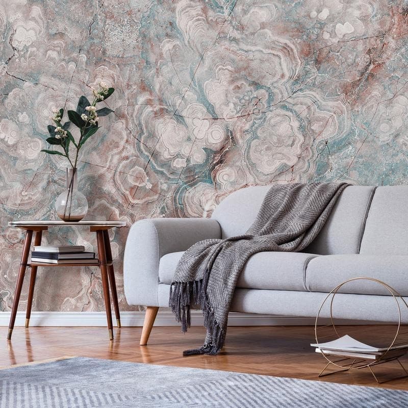 Carta da parati - Marble Flowers - Natural Stone Structures in Pastel Colours in Carta da parati Collezione Casa - Trebisacce, commercioVirtuoso.it