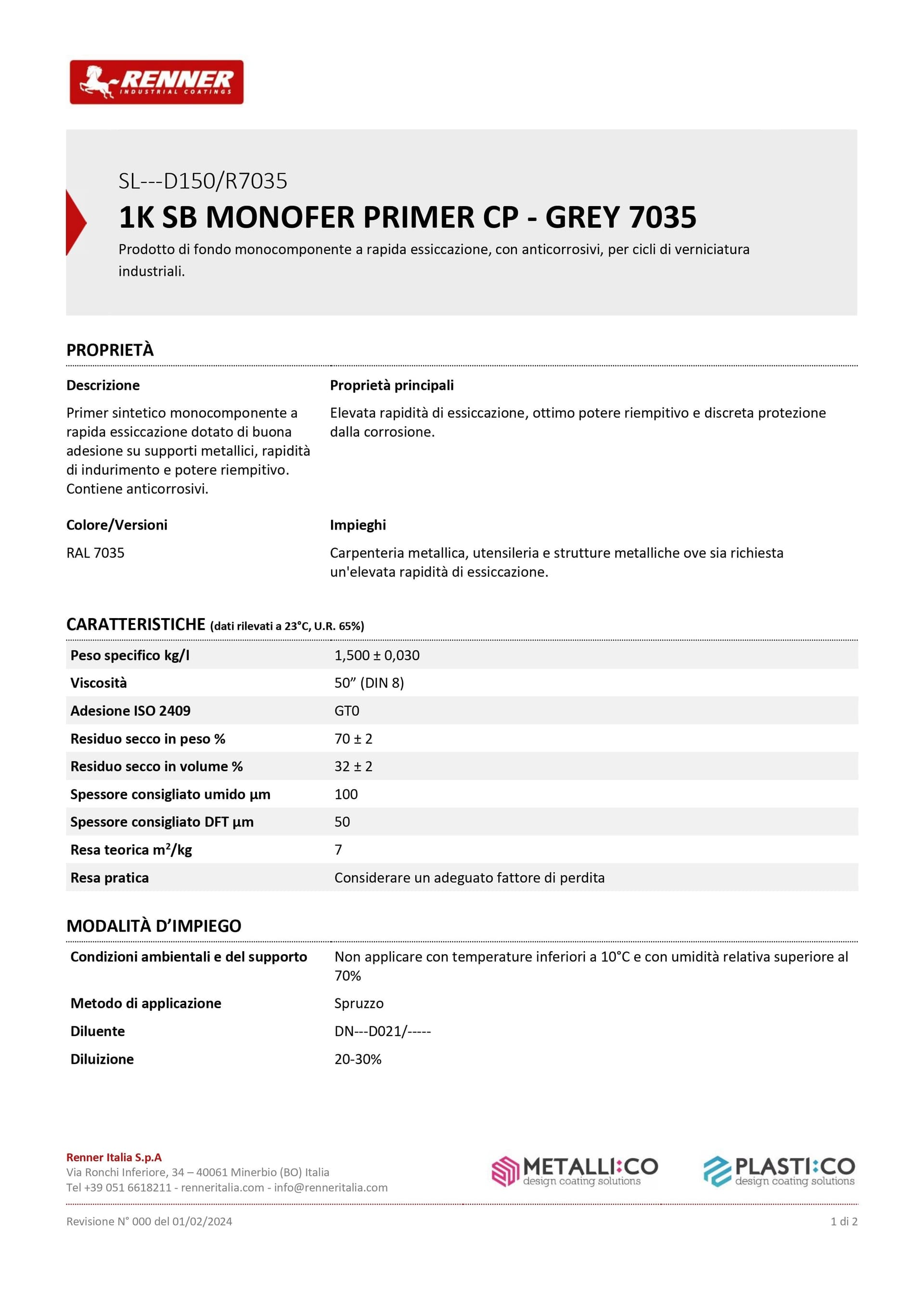 Renner Monofer 5kg fondo grigio protettivo antiruggine per ferro RAL 7035 in Vernice Aloiserw.com - Altomonte, commercioVirtuoso.it