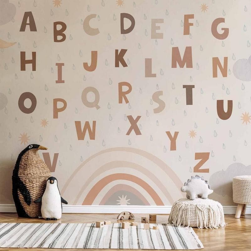 Carta da parati per bambini Alfabeto in Sticker da muro e lettere in legno Collezione Casa - Trebisacce, commercioVirtuoso.it