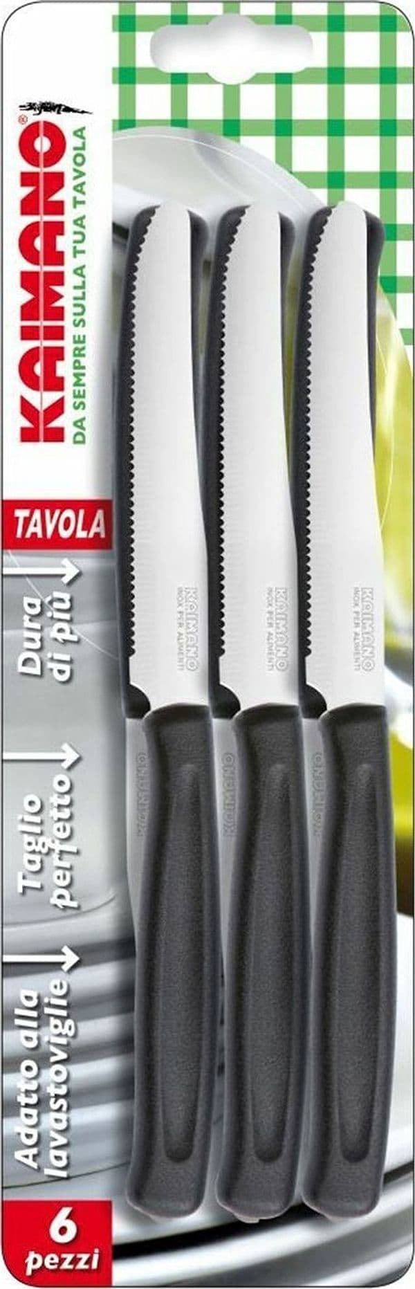 KAIMANO COLTELLO DINAMIK DA TAVOLA LAMA DENTATA - LAMA DA 11 CM- PZ 6 NERO in prodotto EuroStore07 - Alatri, commercioVirtuoso.it