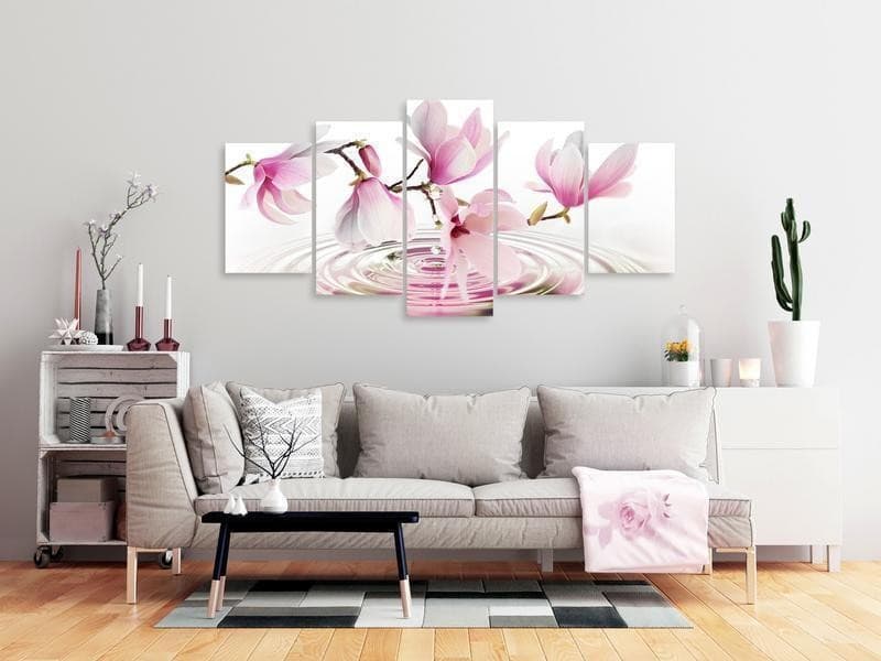 Quadro - Magnolias over Water (5 Parts) Wide Pink in Poster e stampe Collezione Casa - Trebisacce, commercioVirtuoso.it