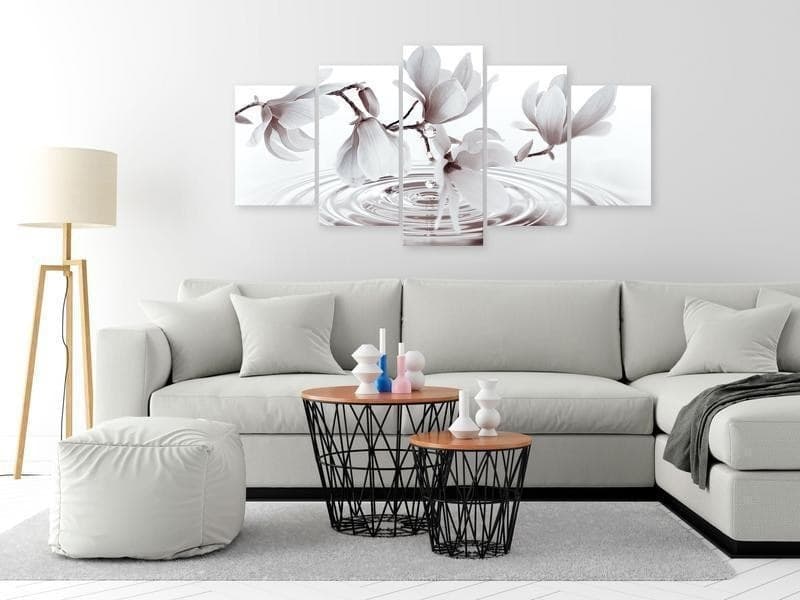 Quadro - Magnolias over Water (5 Parts) Wide Grey in Poster e stampe Collezione Casa - Trebisacce, commercioVirtuoso.it