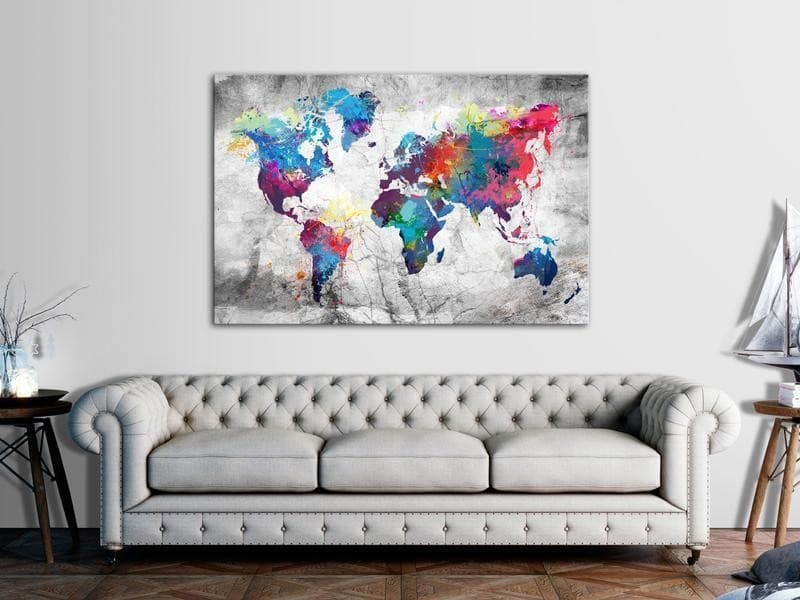 Quadro di sughero - World Map: Grey Style in Bacheche Collezione Casa - Trebisacce, commercioVirtuoso.it