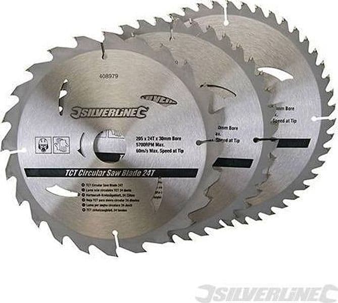 Lame per seghe circolari in TCT da 24, 40, 48 denti 3 pezzi Silverline in Lame per seghe da tavolo Eternal Brico - Ariano Irpino, commercioVirtuoso.it