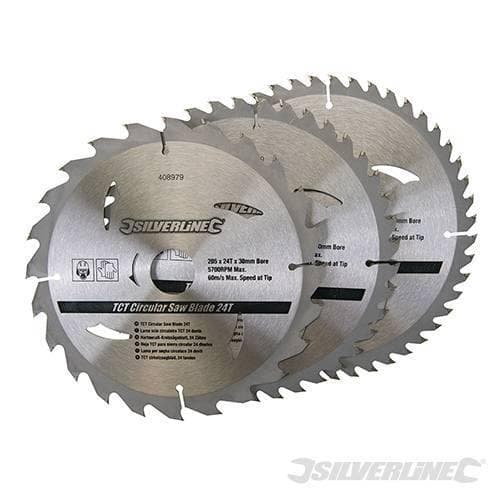 Lame per seghe circolari in TCT da 24, 40, 48 denti 3 pezzi Silverline in Lame per seghe da tavolo Eternal Brico - Ariano Irpino, commercioVirtuoso.it