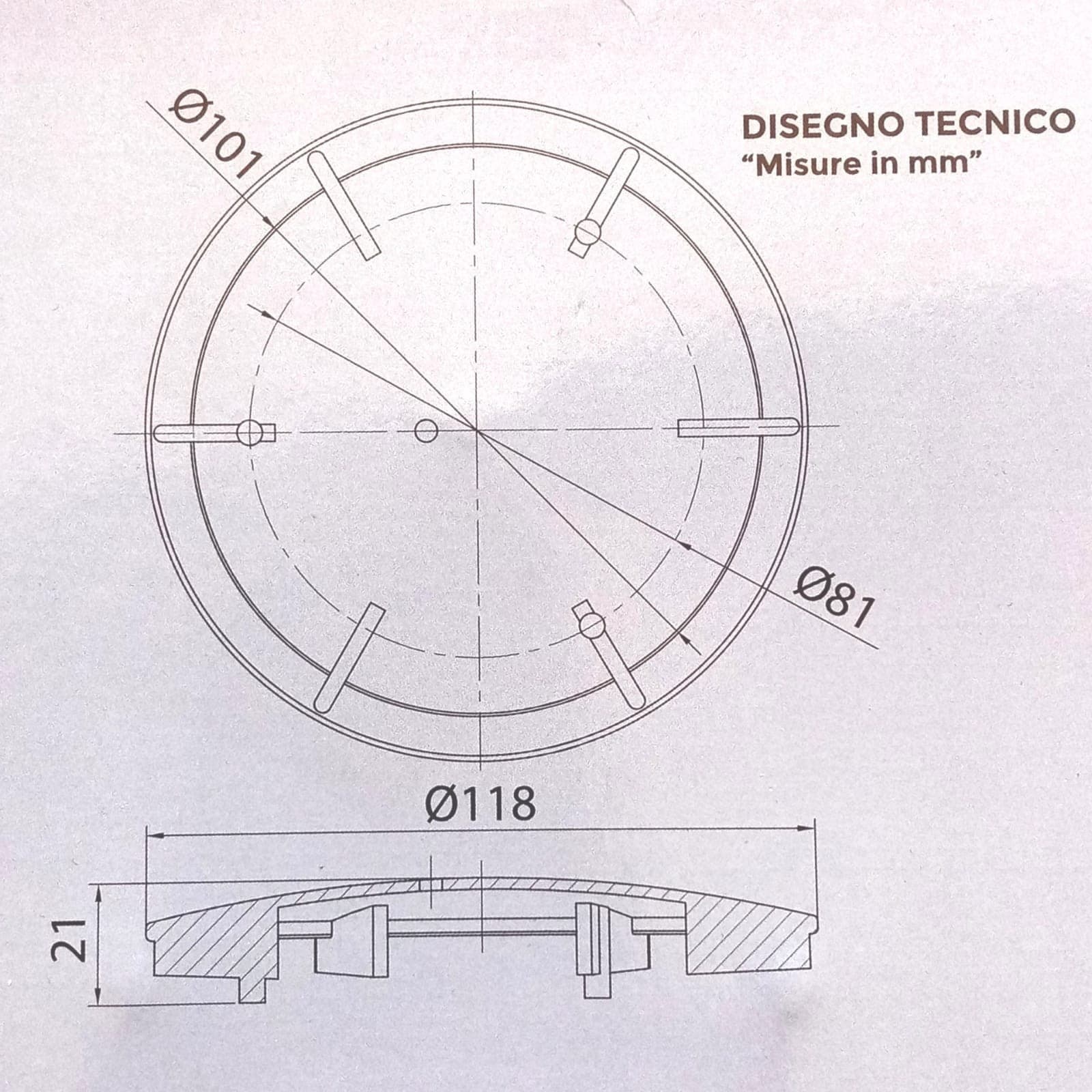 Piattello 118mm coperchio finitura acciaio spazzolato in ottone per piletta piatto doccia in Prese a muro Aloiserw.com - Altomonte, commercioVirtuoso.it