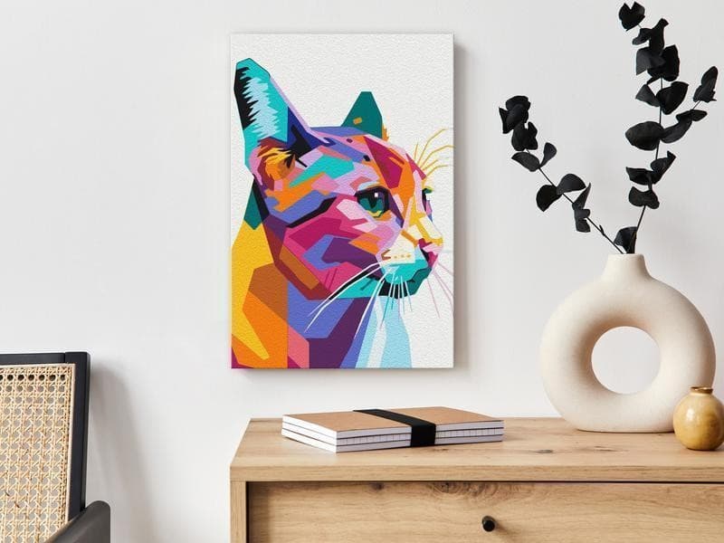 Quadro fai da te - Geometric Cat in Dipingere con i numeri Collezione Casa - Trebisacce, commercioVirtuoso.it