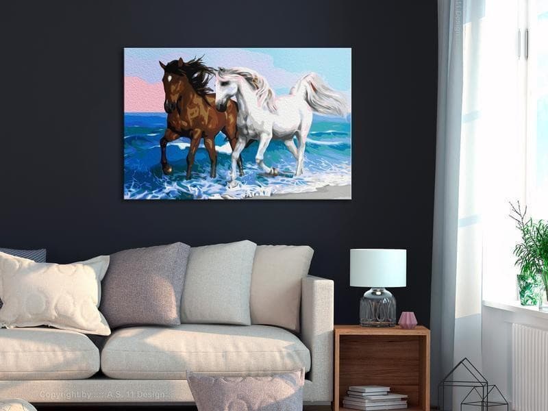 Quadro fai da te - Horses at the Seaside in Kit per pittura diamante Collezione Casa - Trebisacce, commercioVirtuoso.it