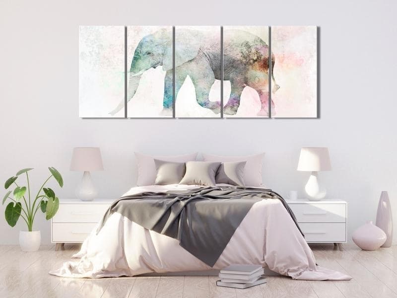 Quadro - Painted Elephant (5 Parts) Narrow in Poster e stampe Collezione Casa - Trebisacce, commercioVirtuoso.it