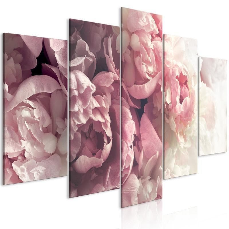 Quadro - Vintage Peonies (5 Parts) Wide in Poster e stampe Collezione Casa - Trebisacce, commercioVirtuoso.it