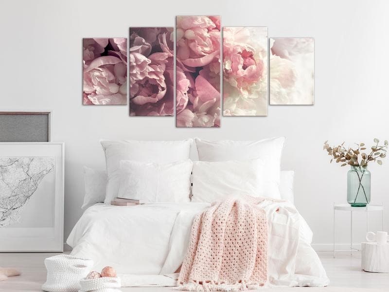 Quadro - Vintage Peonies (5 Parts) Wide in Poster e stampe Collezione Casa - Trebisacce, commercioVirtuoso.it