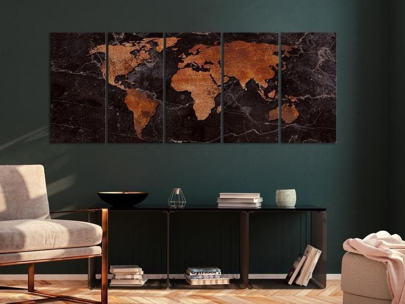 Quadro - Copper Map (5 Parts) Narrow in Dipinti Collezione Casa - Trebisacce, commercioVirtuoso.it