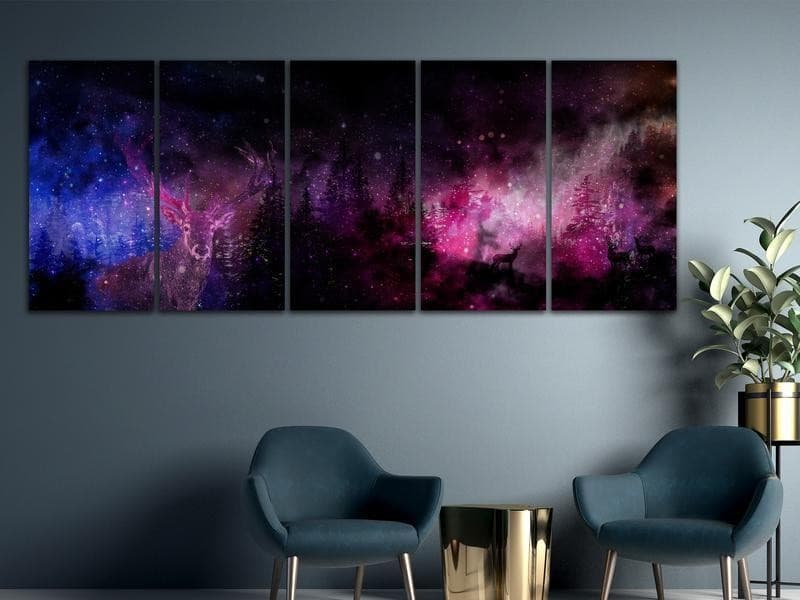 Quadro - Deer Galaxy (5 Parts) Narrow in Poster e stampe Collezione Casa - Trebisacce, commercioVirtuoso.it