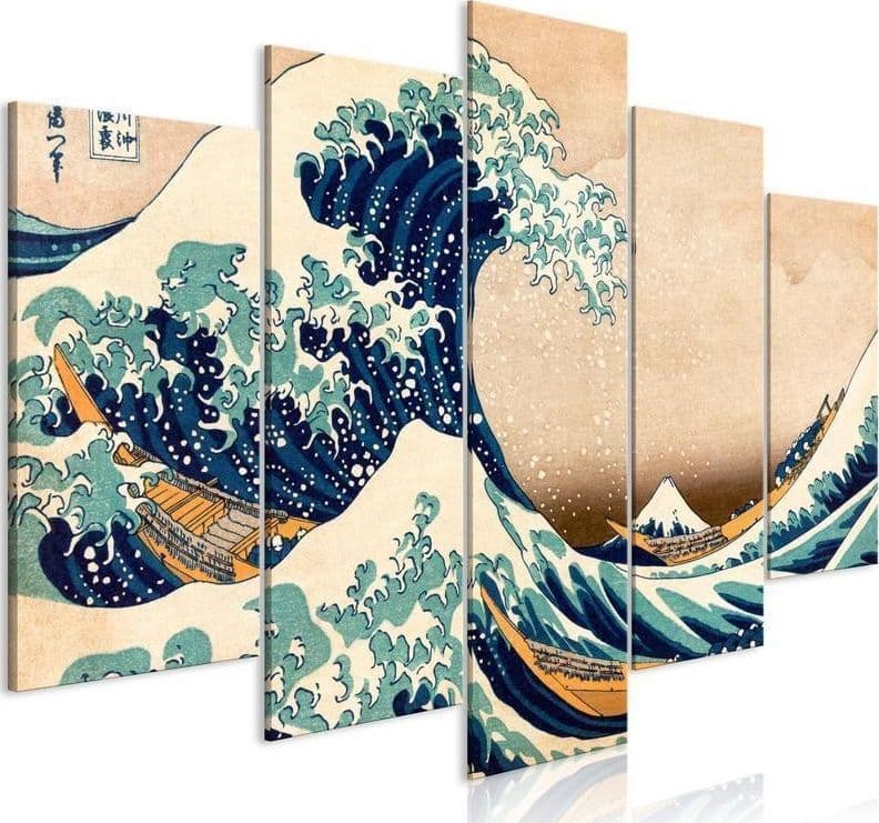 Quadro in Tela La Grande Onda di Kanagawa 5 Parti in Poster e stampe Collezione Casa - Trebisacce, commercioVirtuoso.it