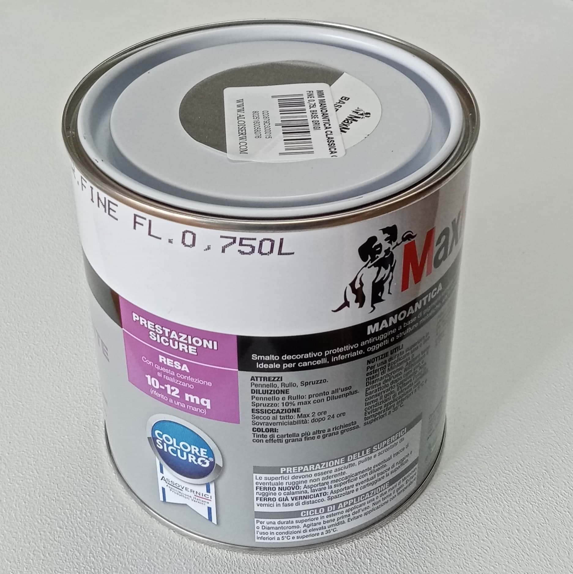 Manoantica Classico 750ml smalto ferro micaceo antiruggine in varie colorazioni in Vernice Aloiserw.com - Altomonte, commercioVirtuoso.it