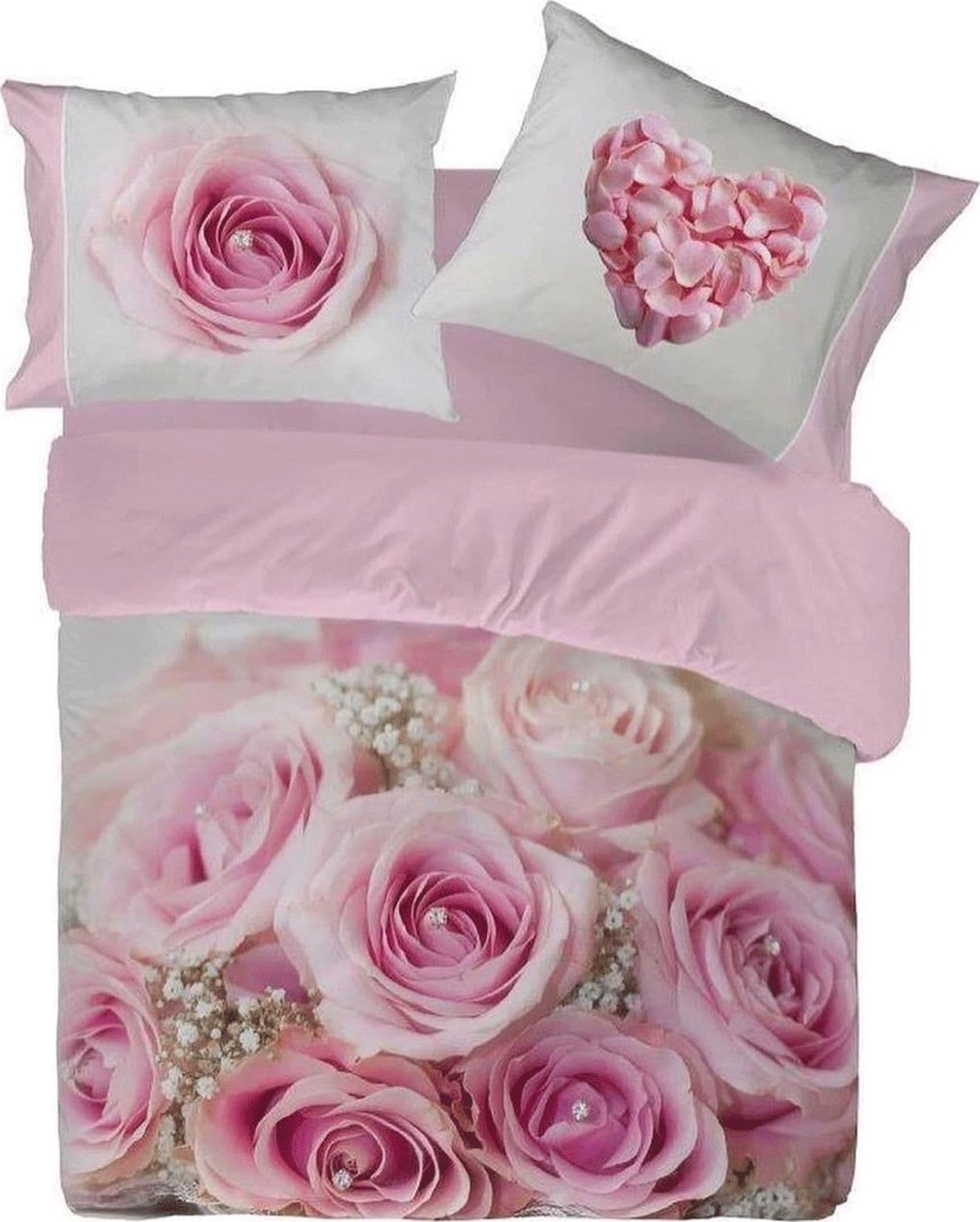 Completo Lenzuola Copriletto Matrimoniale Botticelli Home in Stampa Digitale 4D Bouquet in Set di lenzuola e federe Collezione Casa - Trebisacce, commercioVirtuoso.it