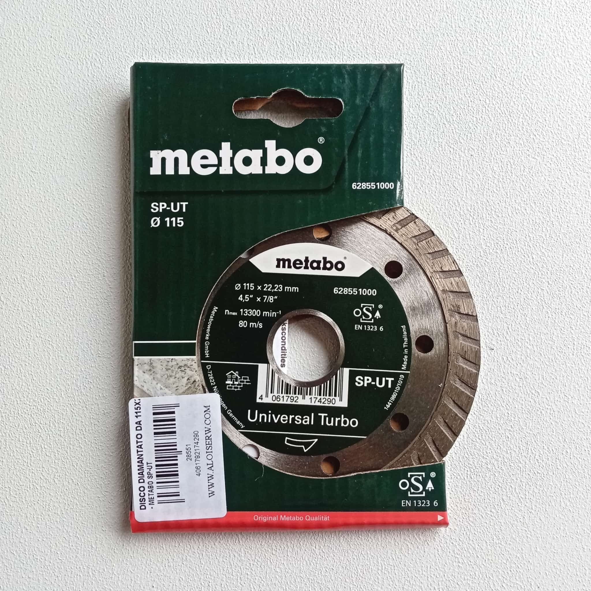 Metabo 115x22,23mm SP-UT Universal Turbo disco diamantato per edilizia in Dischi diamantati Aloiserw.com - Altomonte, commercioVirtuoso.it