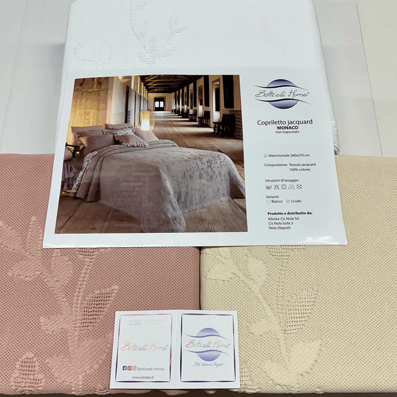 Copriletto matrimoniale Botticelli Home Monaco in cotone jacquard - 2