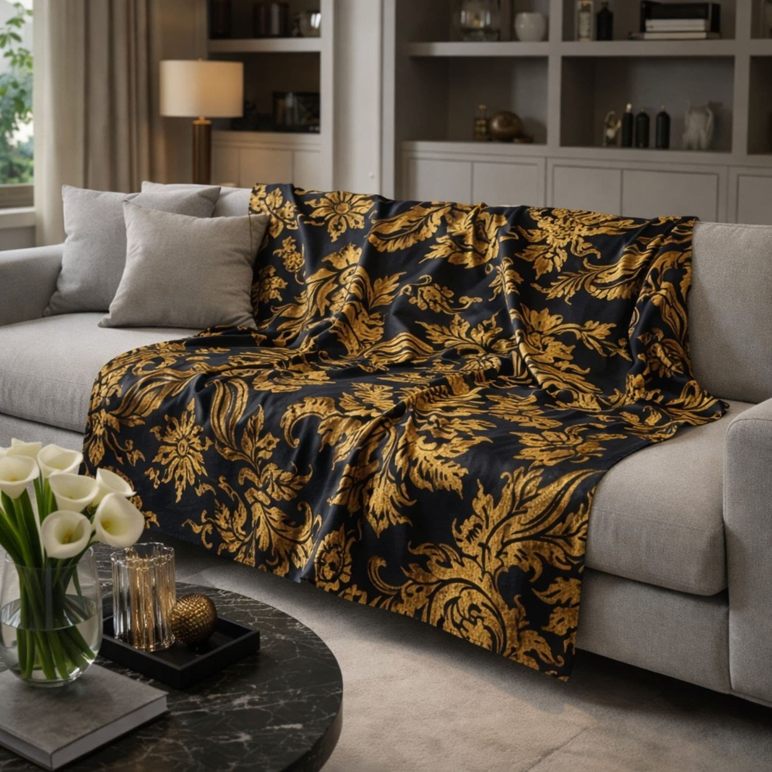 Granfoulard copridivano Botticelli Home Lipari Gold