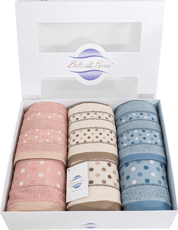 Set asciugamano bagno viso ospite Botticelli Home Pois 6 pezzi in Set di asciugamani Collezione Casa - Trebisacce, commercioVirtuoso.it