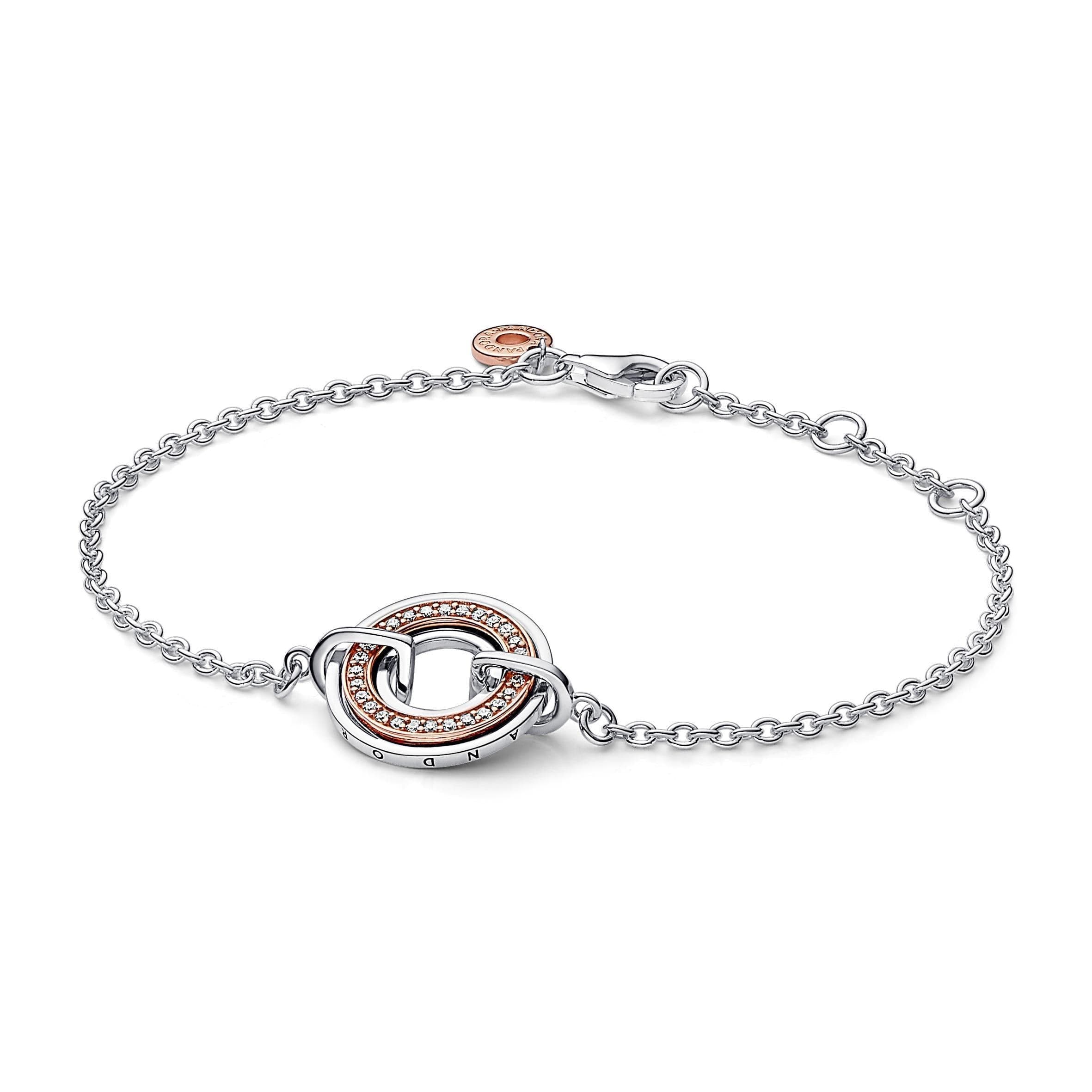 Pandora - Bracciale Cerchio Bicolore con Logo e Pavè