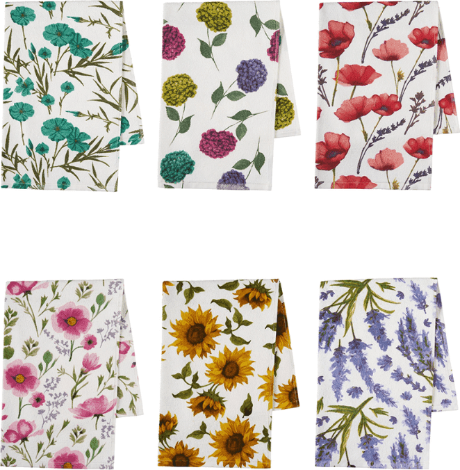 Strofinacci cucina Vingi Ricami Garden 6 pezzi - 2