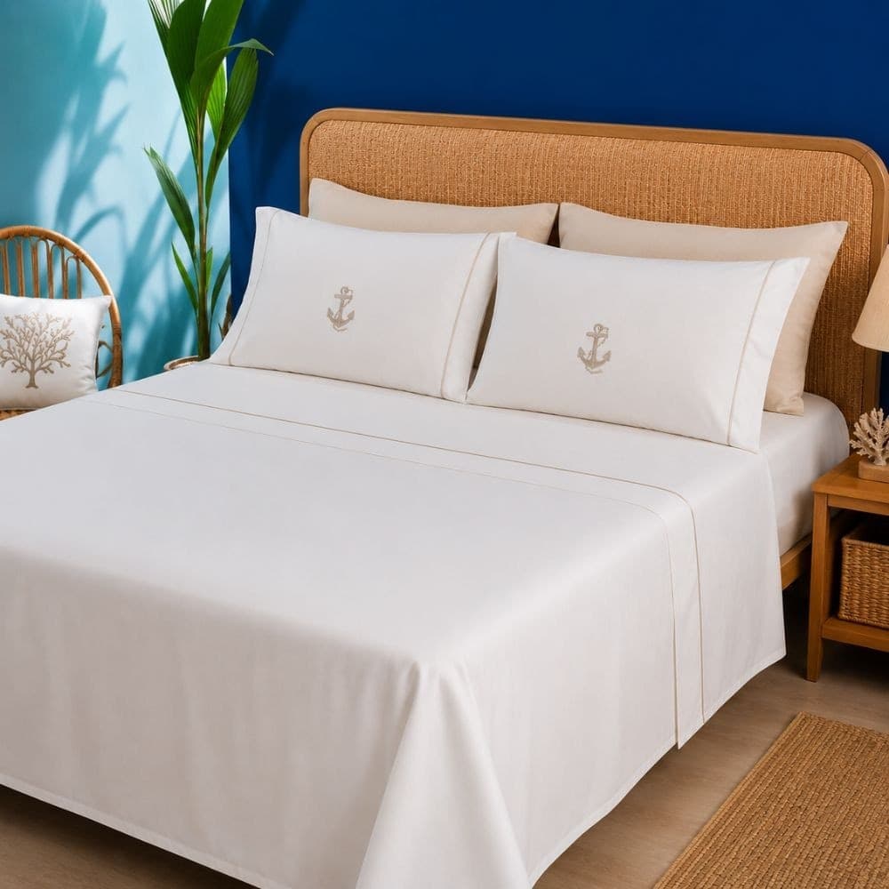 Lenzuola Matrimoniali Biancoperla Marino in Percalle di Cotone in Set di lenzuola e federe Collezione Casa - Trebisacce, commercioVirtuoso.it