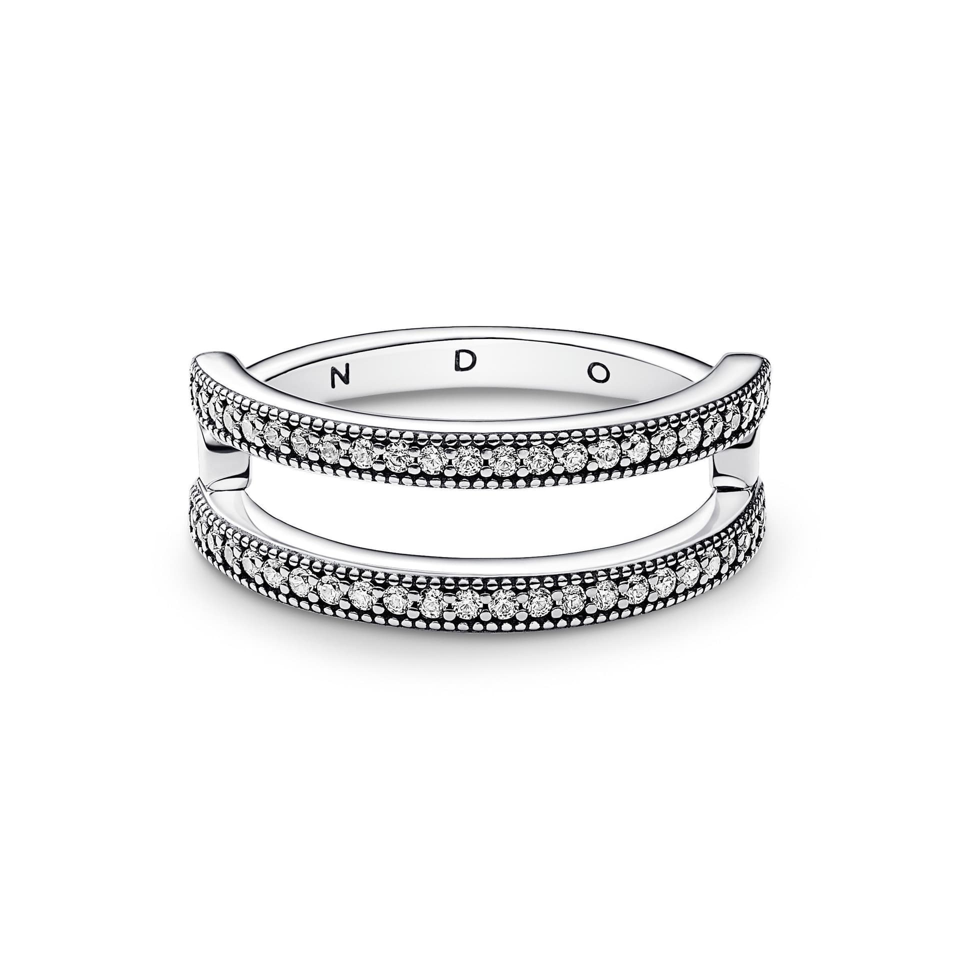 Pandora - Anello Doppia Fascia Logo e Pavè in Anelli Alba Gioielli - Casoria, commercioVirtuoso.it