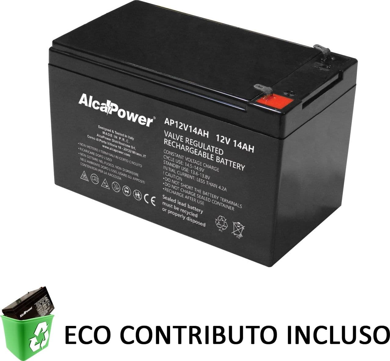 Alca Power batteria al piombo da 12V 14Ah ricaricabile per UPS e illuminazione di emergenza in Pile ricaricabili Aloiserw.com - Altomonte, commercioVirtuoso.it