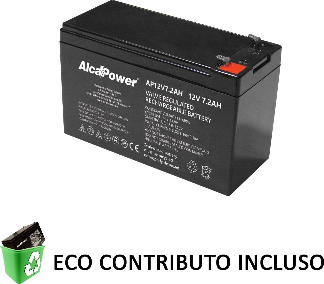 Alca Power batteria al piombo da 12V 7,2Ah ricaricabile per UPS e illuminazione di emergenza in Pile ricaricabili Aloiserw.com - Altomonte, commercioVirtuoso.it