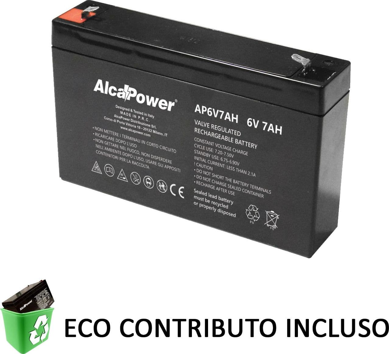 Alca Power batteria al piombo da 6V 7Ah ricaricabile per UPS e illuminazione di emergenza in Pile ricaricabili Aloiserw.com - Altomonte, commercioVirtuoso.it