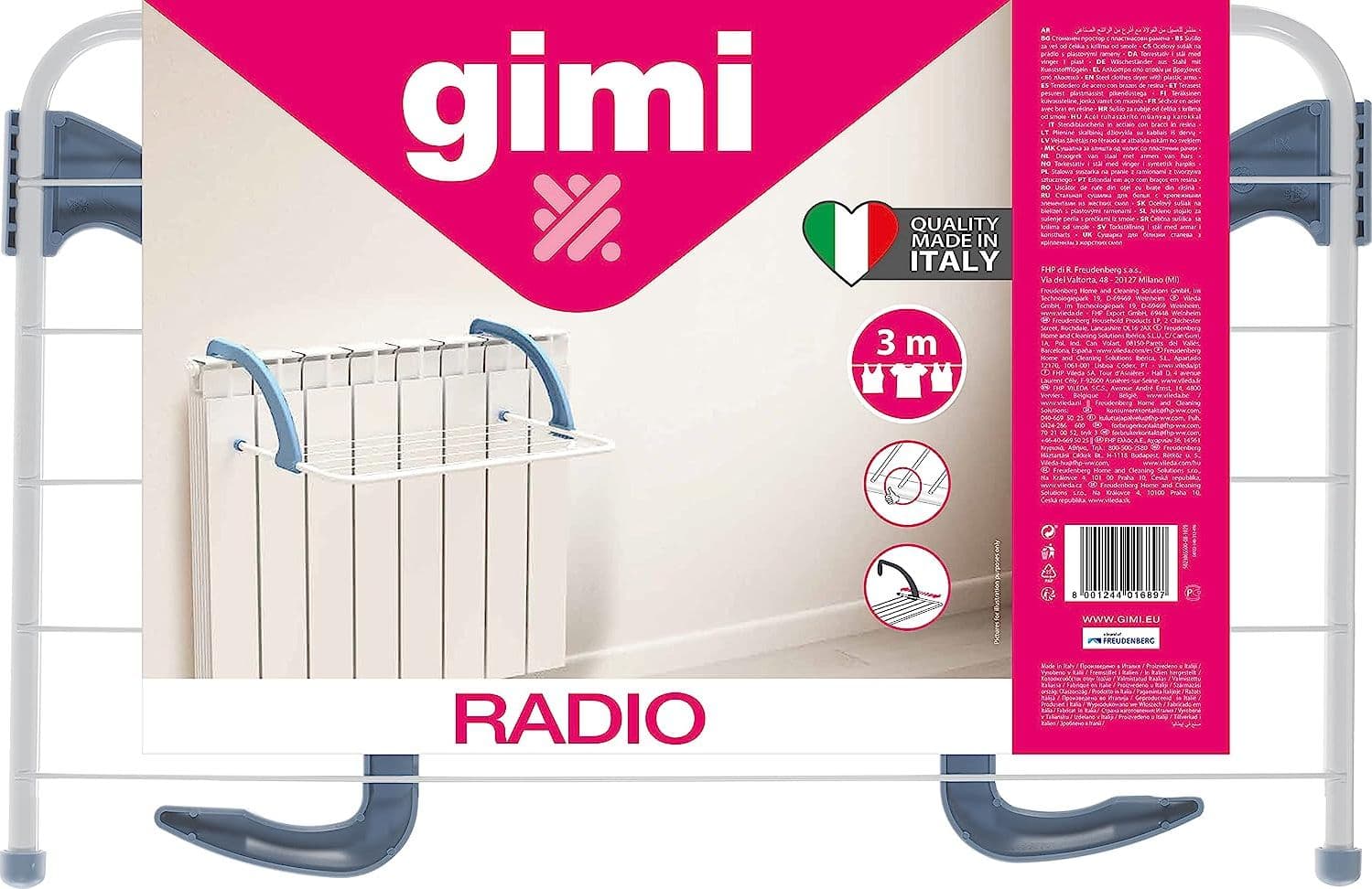 GIMI STENDIBIANCHERIA "RADIO" MT.3 IN ACCIAIO REGOLABILE PER TERMOSIFONI in prodotto EuroStore07 - Alatri, commercioVirtuoso.it