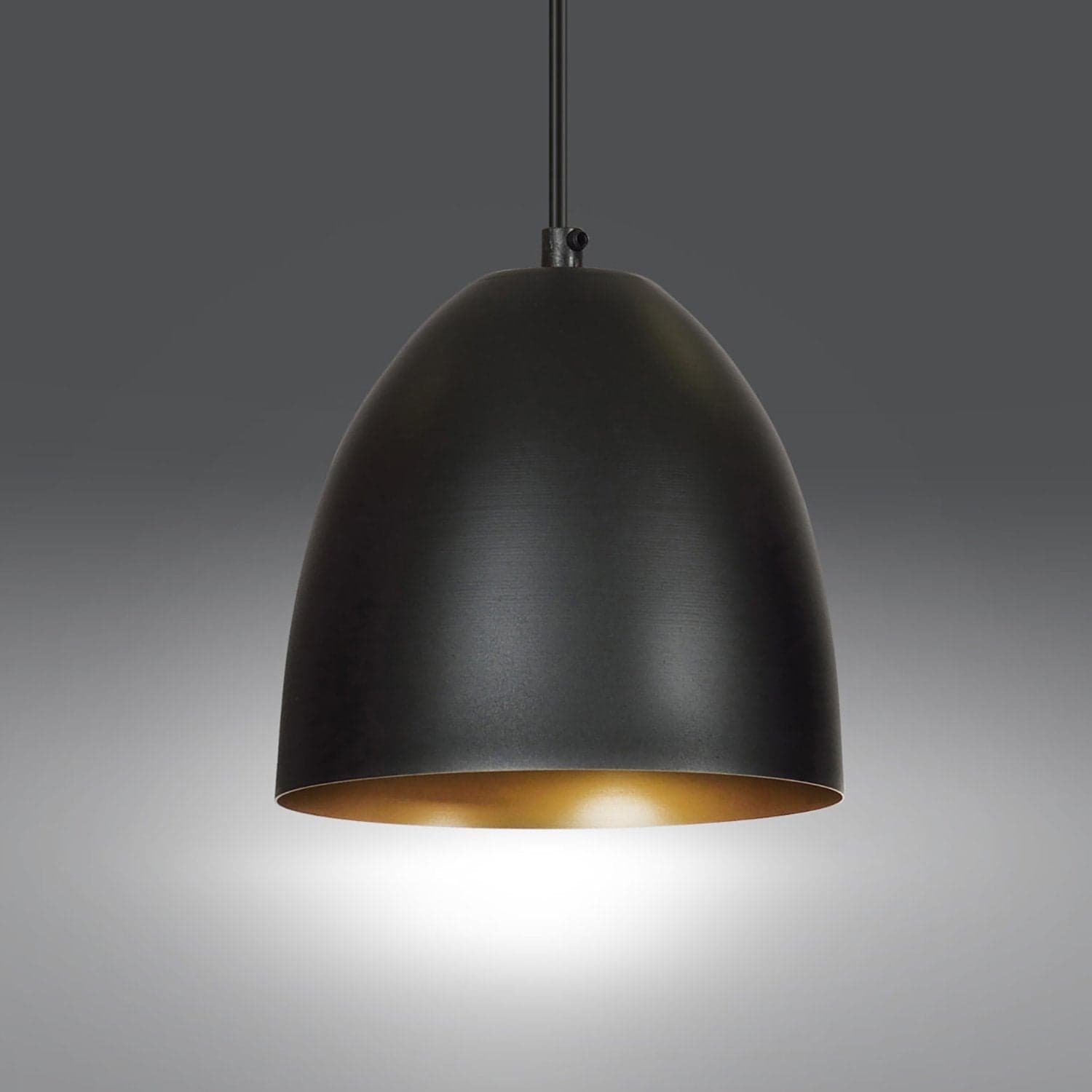 Sospensione 1 Luce Lenox In Acciaio Nero A Cupola Nero E Oro in Lampade a sospensione LuceArt - Montecorvino Pugliano, commercioVirtuoso.it