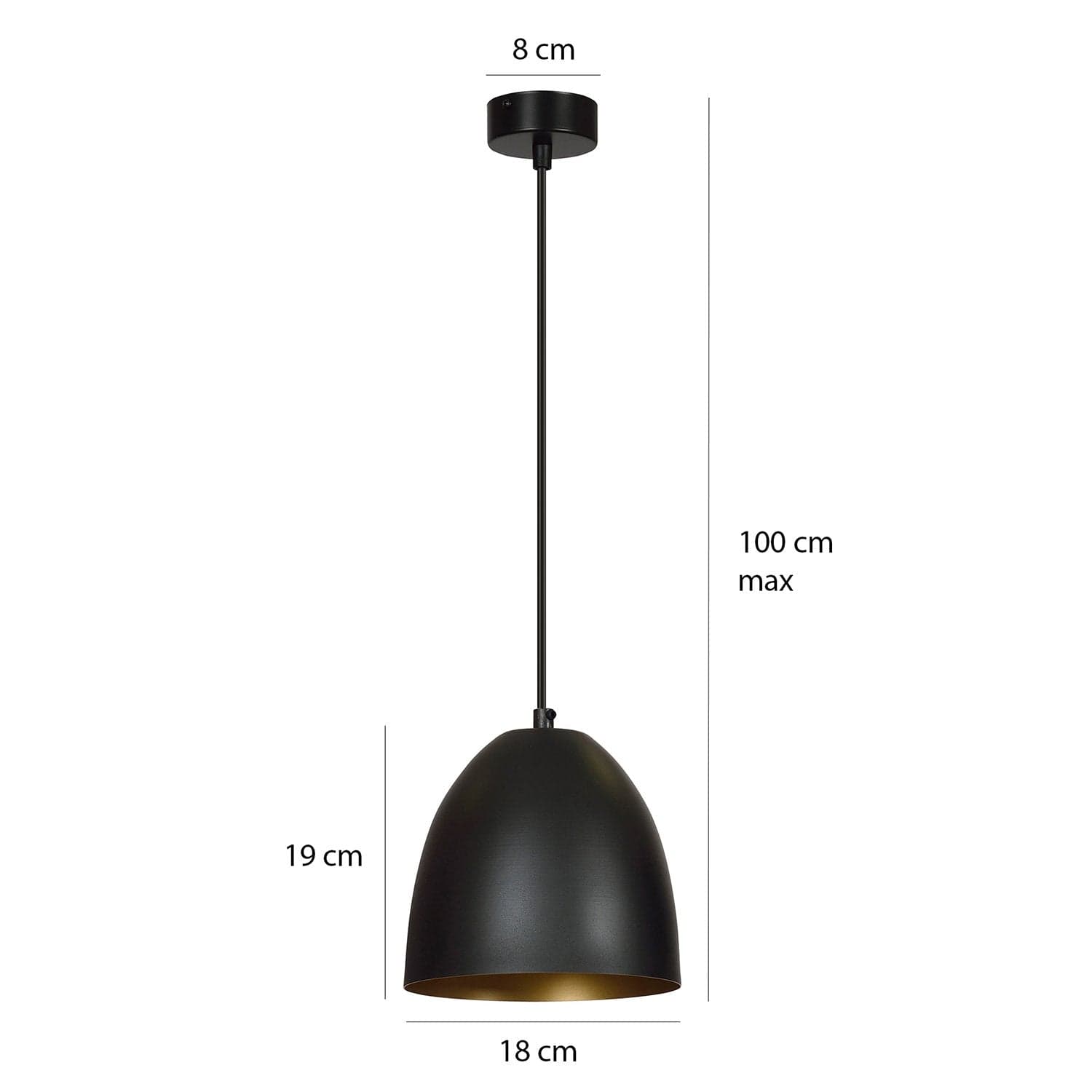 Sospensione 1 Luce Lenox In Acciaio Nero A Cupola Nero E Oro in Lampade a sospensione LuceArt - Montecorvino Pugliano, commercioVirtuoso.it