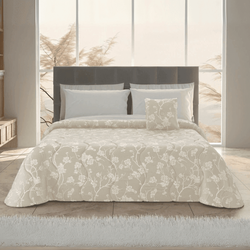 Trapunta matrimoniale in raso Ramage con cuscino arredo in Trapunte Collezione Casa - Trebisacce, commercioVirtuoso.it