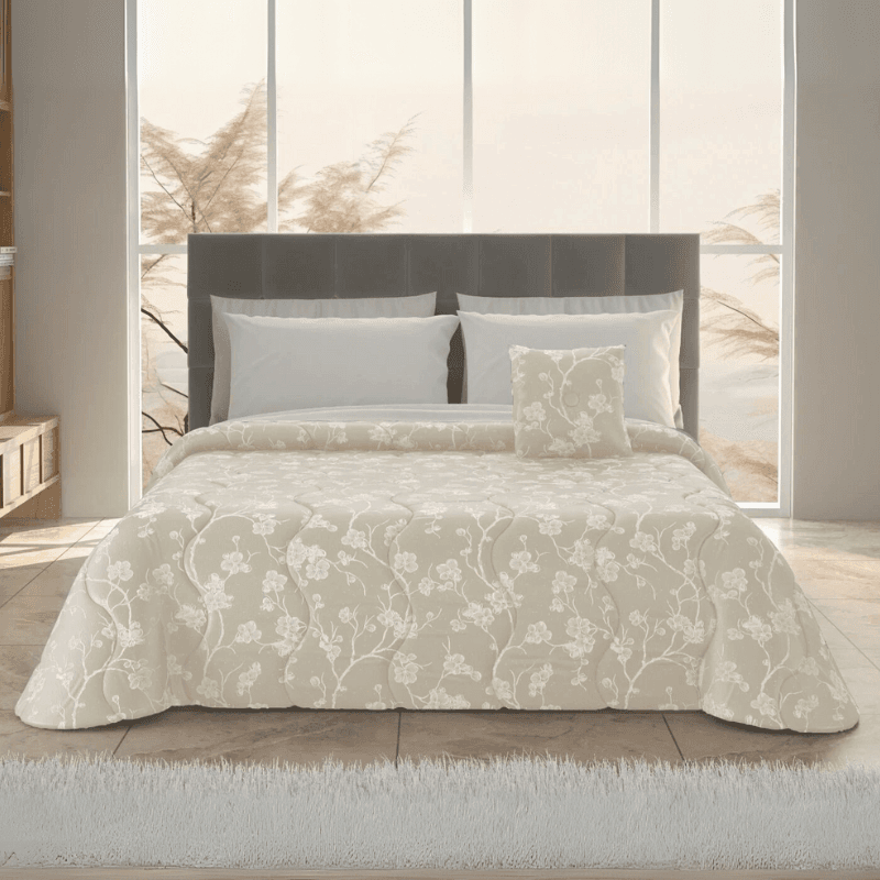 Trapunta matrimoniale in raso Ramage con cuscino arredo in Trapunte Collezione Casa - Trebisacce, commercioVirtuoso.it