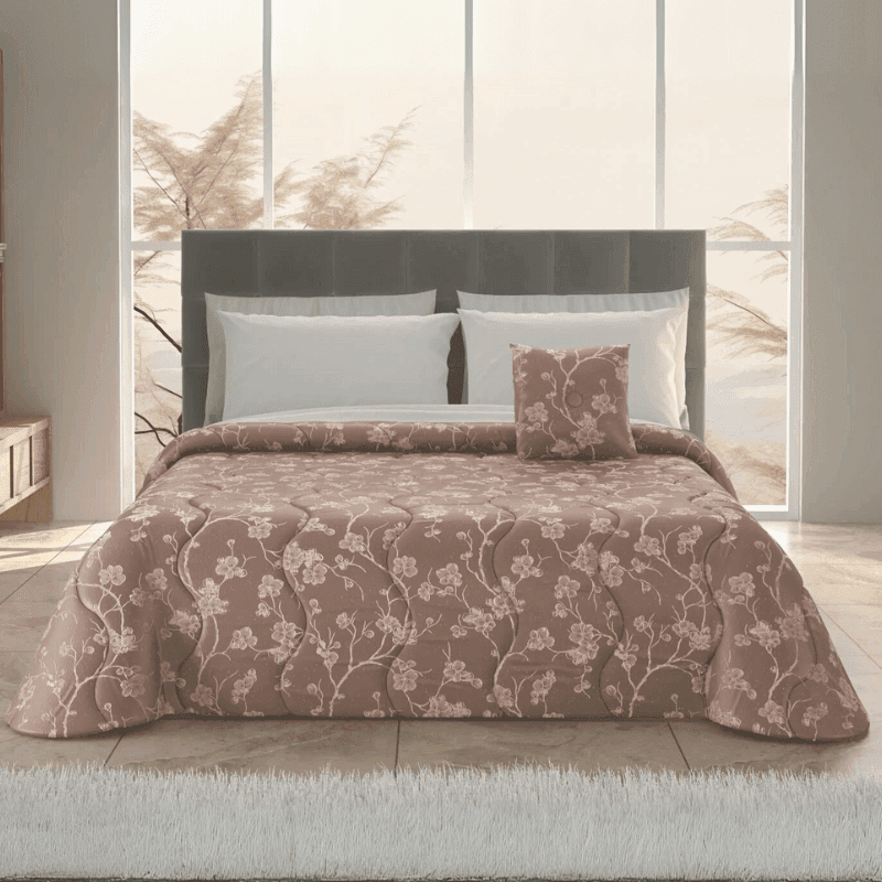 Trapunta matrimoniale in raso Ramage con cuscino arredo in Trapunte Collezione Casa - Trebisacce, commercioVirtuoso.it