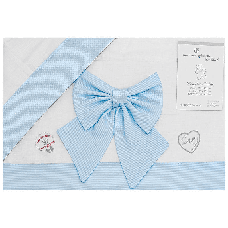 Lenzuola lettino neonato ricamato Nazareno Gabrielli Fiocco in Lenzuola da lettino con sbarre Collezione Casa - Trebisacce, commercioVirtuoso.it