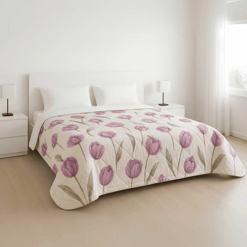 Trapunta matrimoniale Botticelli Home Tulipani in Trapunte Collezione Casa - Trebisacce, commercioVirtuoso.it