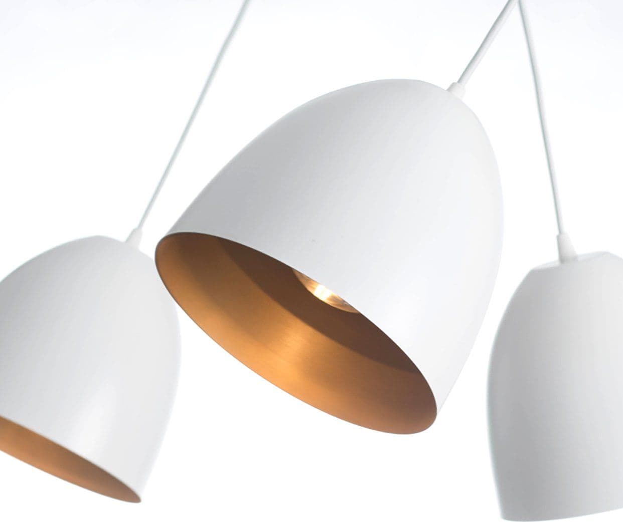 Lampadario 2 Luci Lenox In Acciaio Bianco Con Cupole In Nero E Oro in Lampadari LuceArt - Montecorvino Pugliano, commercioVirtuoso.it