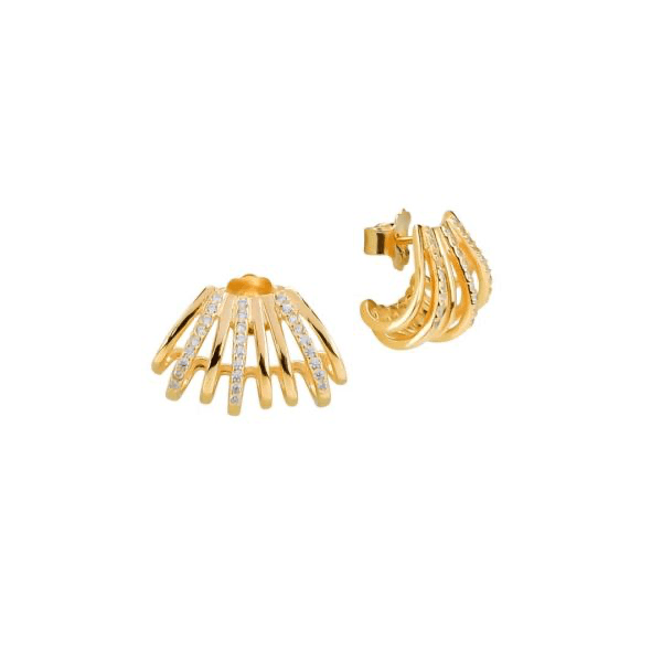 BOCCADAMO  -  Orecchini a conchiglia con zirconi incastonati placcati oro giallo SOPHIE in Orecchini Alba Gioielli - Casoria, commercioVirtuoso.it
